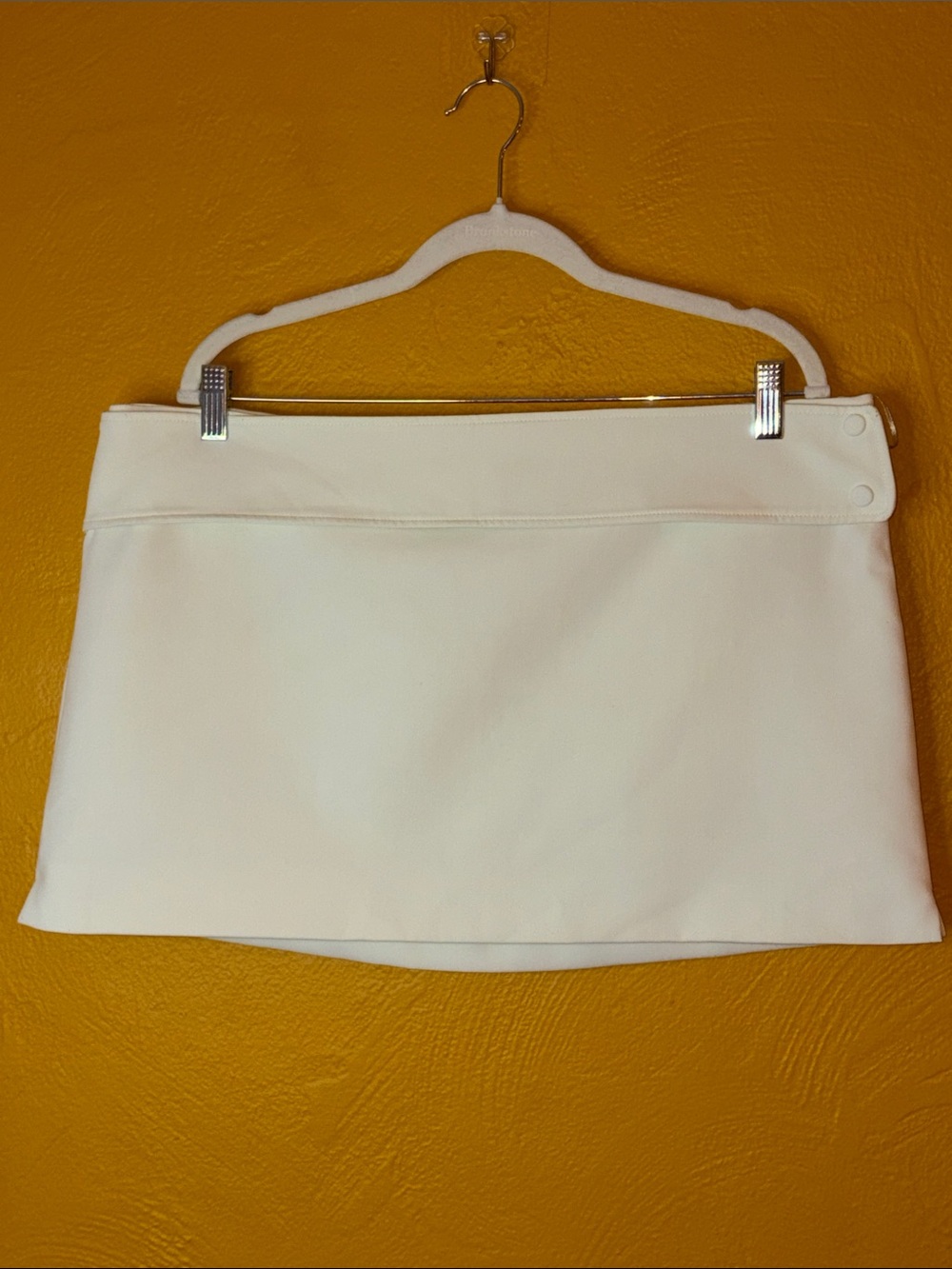 Zara Cream -Light Yellow Mini Skirt w Folded Waist Button Detail NWOT XXL zipper